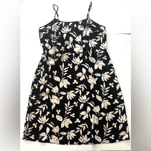 A New Day Floral Summer Dress Midi Spaghetti Straps Black Cream Women’s Size XXL